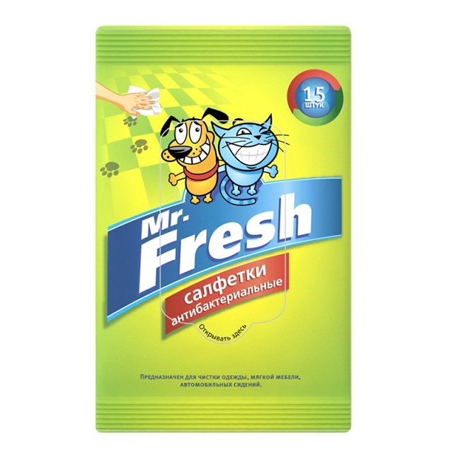 Mr. Fresh салфетки антибактериальные 15 шт