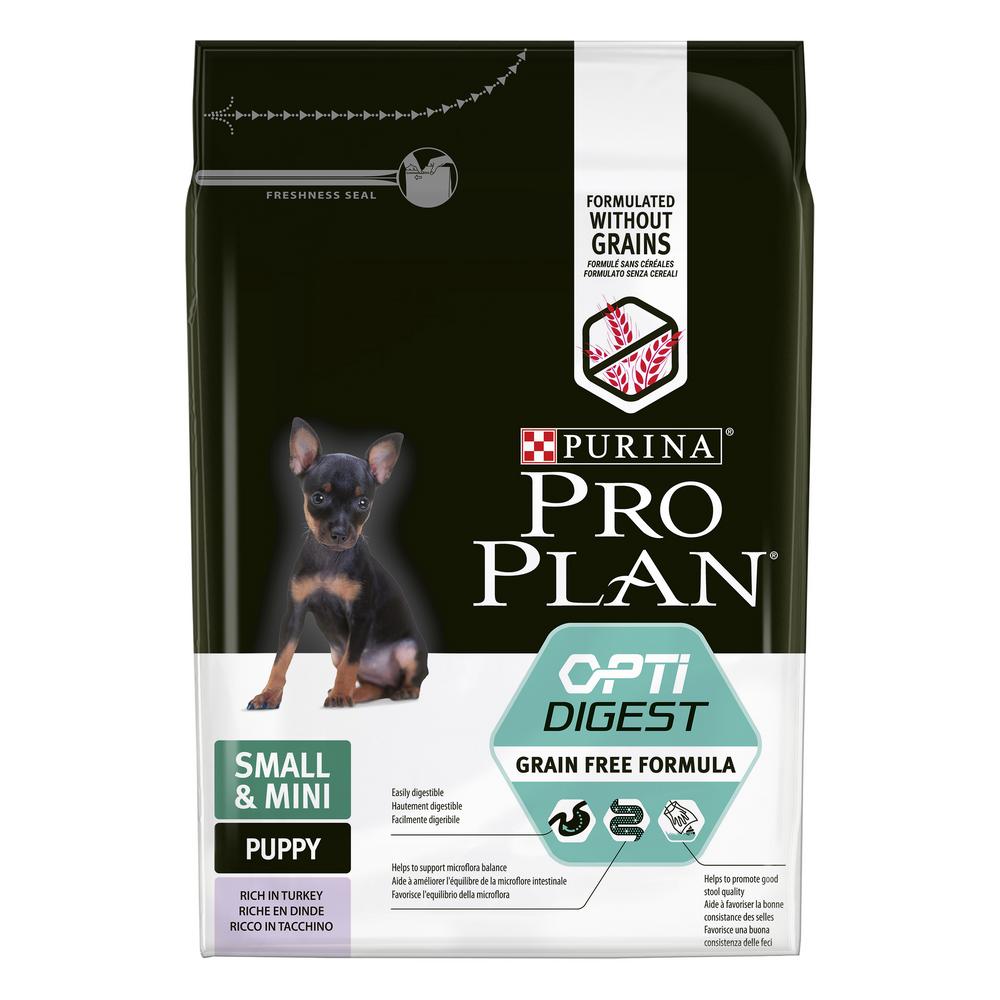 Pro Plan Grain Free Puppy Small & Mini Sensetive Digestion беззерновой сухой для щенков мелких и карликовых пород с чувствительным пищеварением индейка