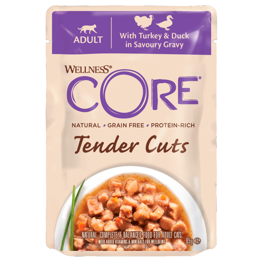 Core Tender Cuts паучи из индейки с уткой в виде нарезки в соусе для кошек 85 гр