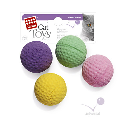 Gigwi игрушка для кошек 4 мячика в упаковке 8 см