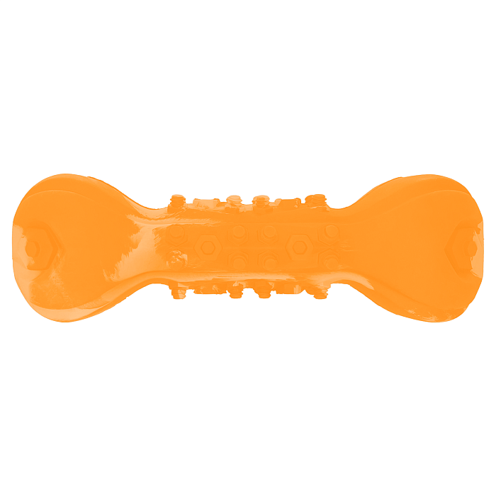 Игрушка Mr.Kranch для собак Гантель дентальная и пищалкой 22 см оранжевая с ароматом бекона