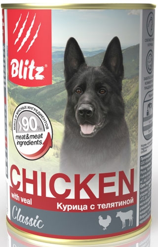 Blitz Classic конcервы для собак курица с телятиной 400 гр
