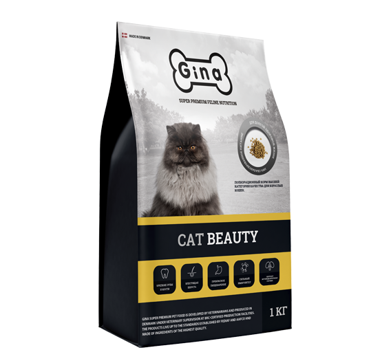 Gina Cat Beauty полнорационный корм высшей категории качества для взрослых кошек