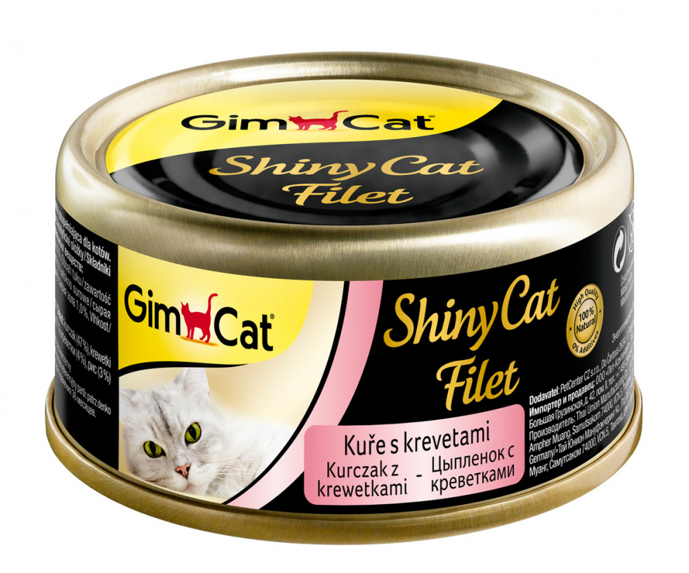 Gim Cat Shiny Cat Filet консервы для кошек из цыпленка с креветками 70 гр