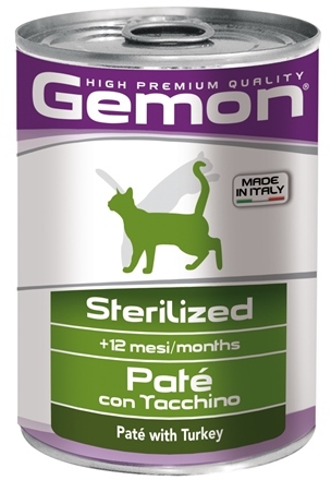 Gemon Cat Sterilised консервы для стерилизованных кошек паштет индейка 400 гр