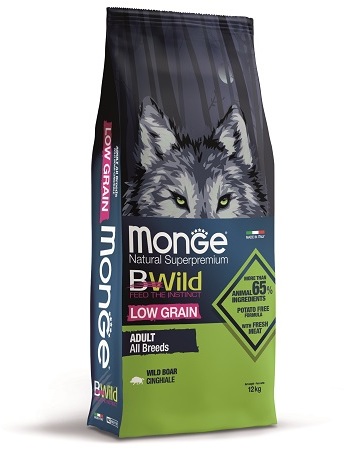 Monge Dog Bwild Low Grain низкозерновой корм из мяса дикого кабана для взрослых собак всех пород