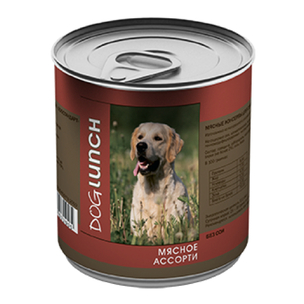 Дог Ланч консервы для собак мясное ассорти 750  гр