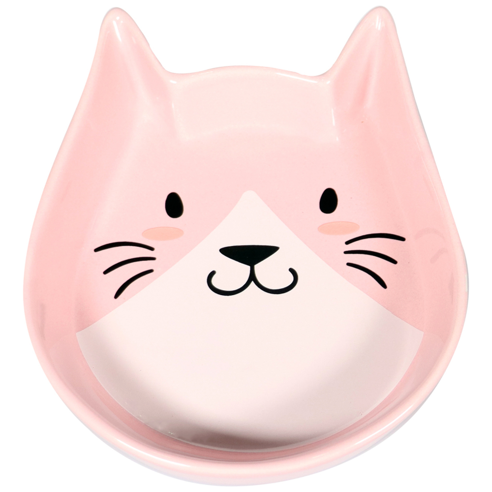 Mr.Kranch миска керамическая для кошек "Мордочка кошки" 250 мл, розовая