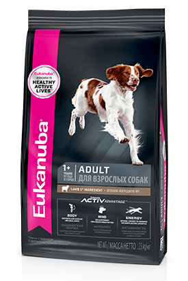 Eukanuba Adult 1+ для собак всех пород с ягненком и рисом