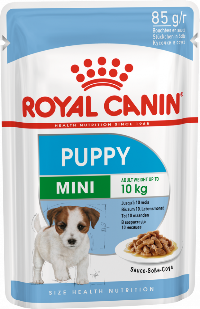 Royal Canin Mini Puppy для щенков собак мелких размеров от 4 до 10 кг в возрасте с 2 до 10 месяцев пауч 85 гр
