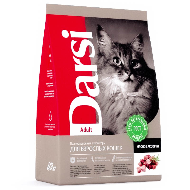 Darsi сухой корм для взрослых кошек Мясное ассорти
