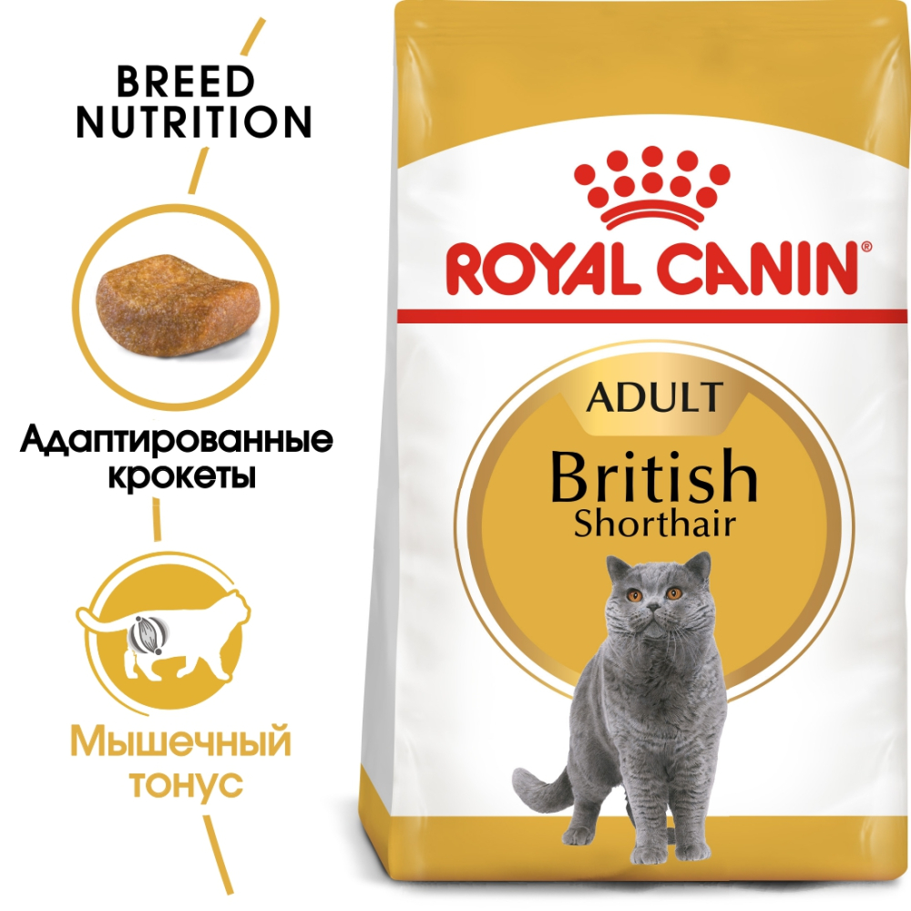 Корм для взрослых британских короткошерстных кошек Royal Canin British Shorthair Adult, сухой сбалансированный