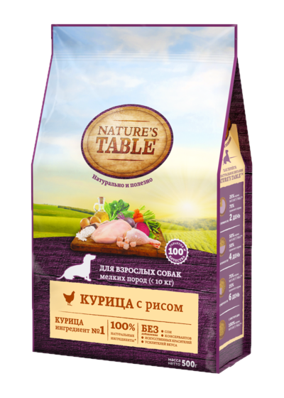 Nature’s Table для взрослых собак мелких пород курица с рисом
