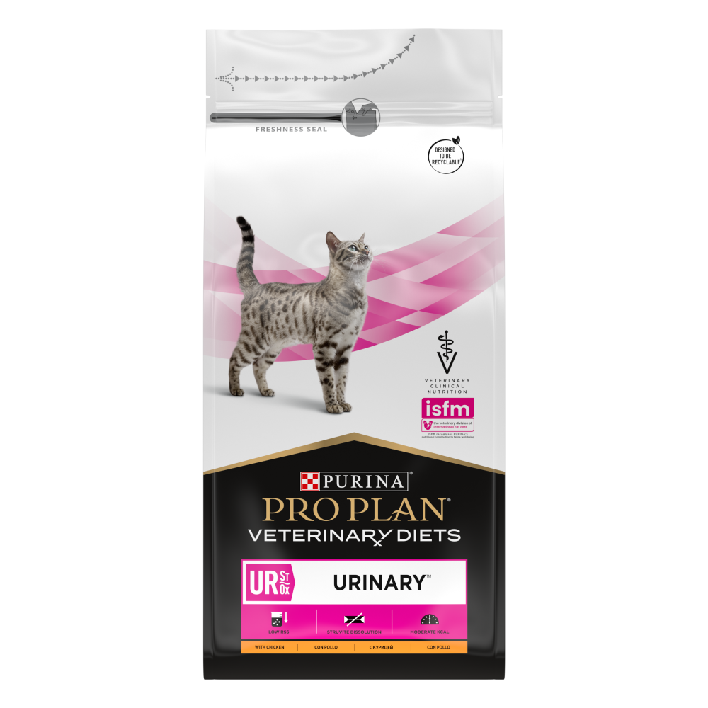 Purina Veterinary Diets Feline UR Urinary с курицей сухой, при заболевания нижних отделов мочевыводящих путей