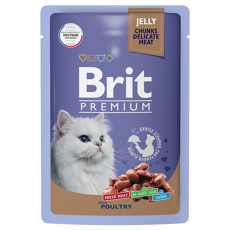 Brit Premium Пауч для взрослых кошек ассорти из птицы в желе 85 гр
