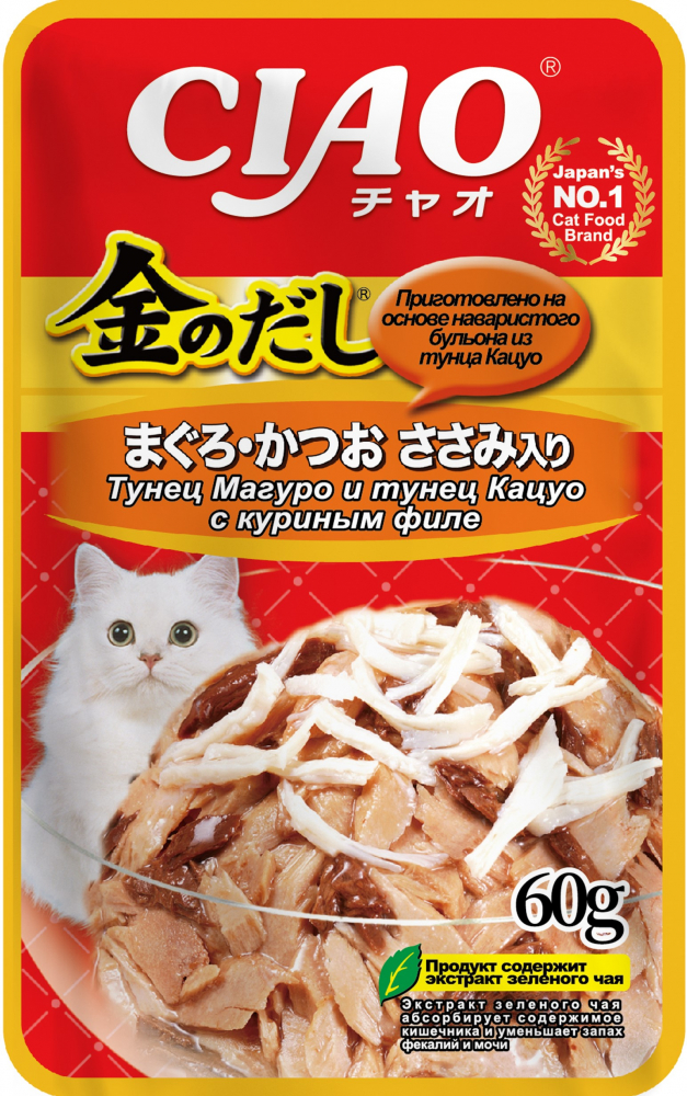 Inaba Киннодаси пауч в желе микс тунцов и куриное филе для кошек 60 гр