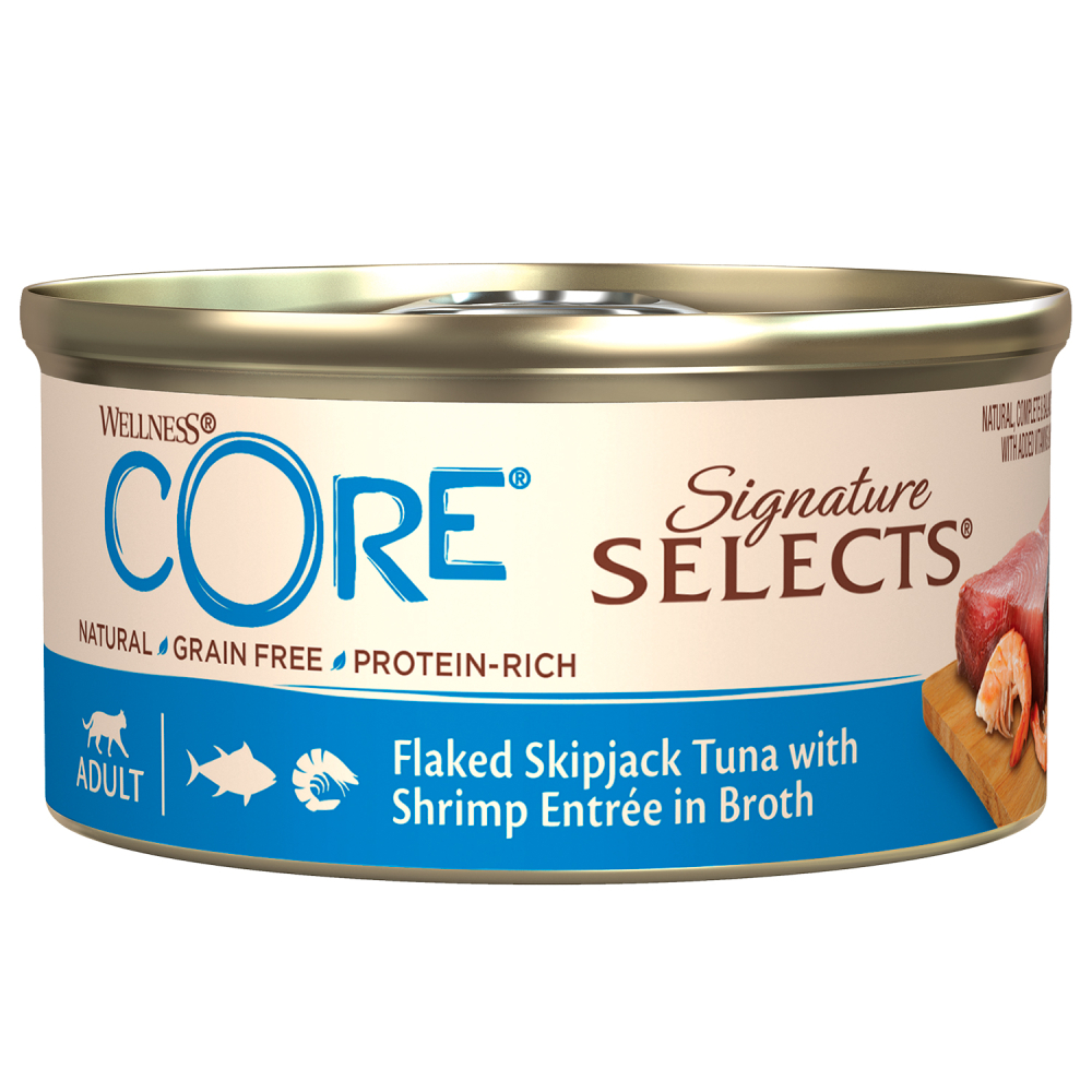 Core Signature Selects консервы из тунца с креветками в виде кусочков в бульоне для кошек 79 гр