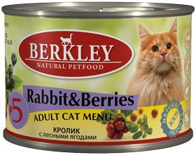 Berkley #5 с кроликом и лесными ягодами для взрослых кошек 200 гр
