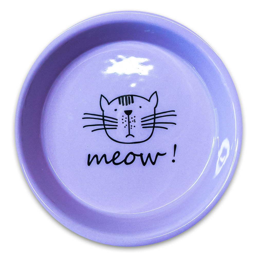 Mr.Kranch миска керамическая для кошек MEOW! 200 мл сиреневая