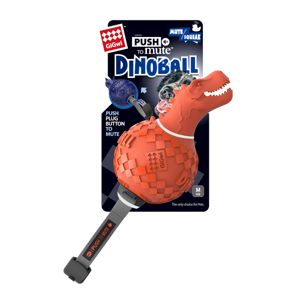 Gigwi игрушка динобол т-рекс с отключаемой пищалкой,оранжевый 13 см