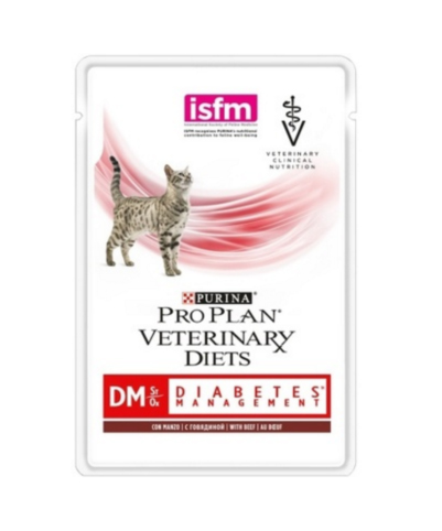 PURINA DM VETERINARY DIETS DIABETES MANAGEMENT кусочки в соусе для кошек при сахарном диабете с говядиной 85 гр