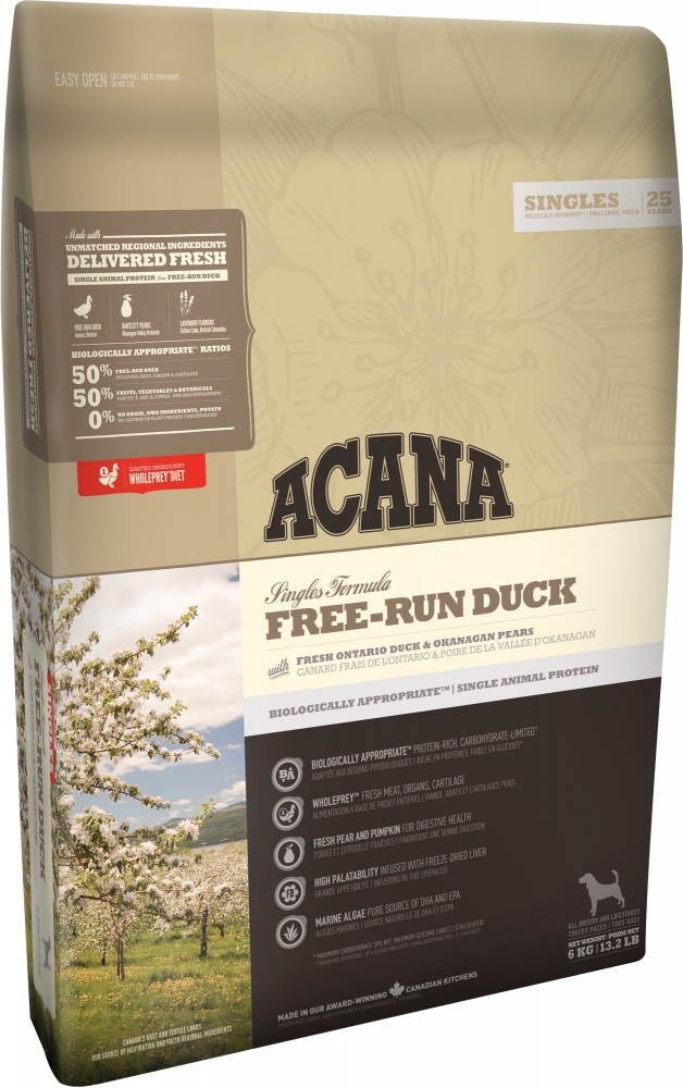 Acana Singles Free-Run Duck для собак с уткой