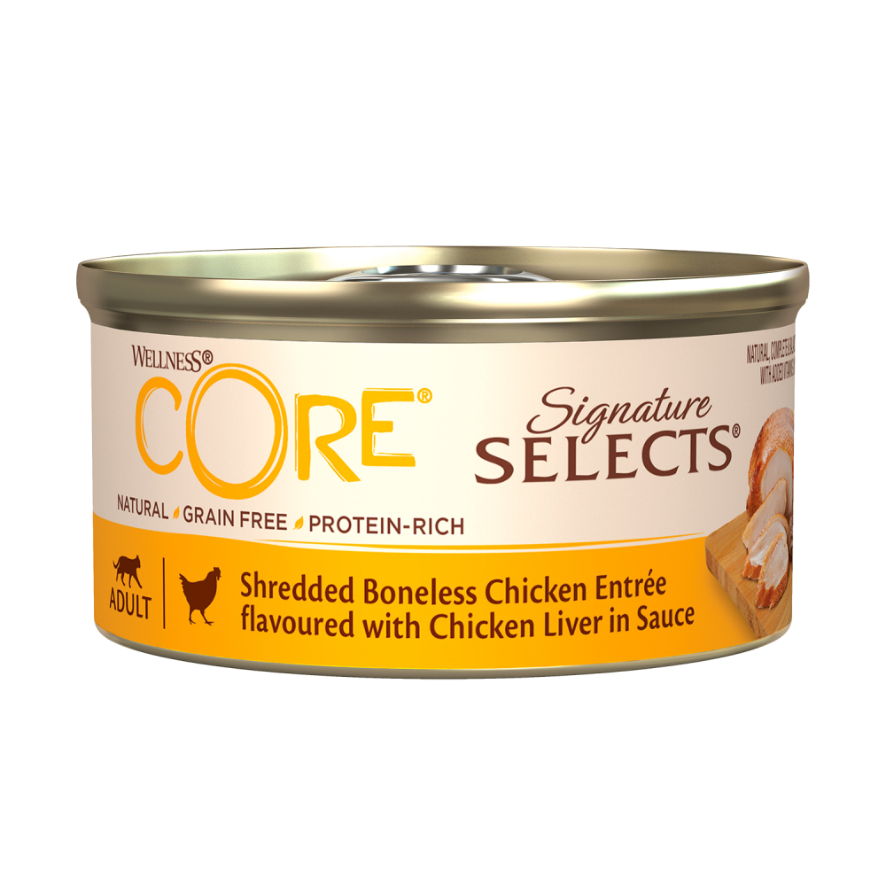Core Signature Selects консервы из курицы с куриной печенью в виде фарша в соусе для кошек 79 гр