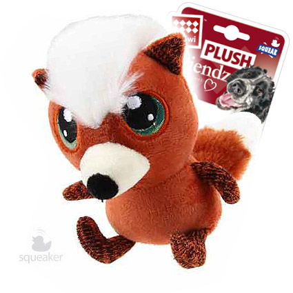 Gigwi игрушка лиса с большими глазами и с пищалкой для маленьких и средних собак 16 см
