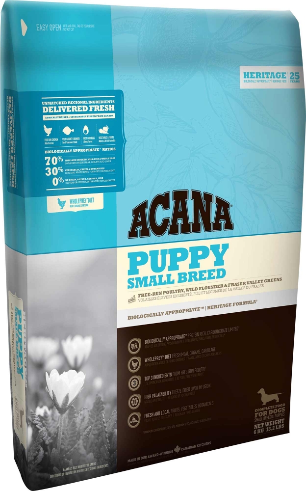 Acana Heritage Puppy & Small Breed для щенков мелких пород с цыпленком и индейкой