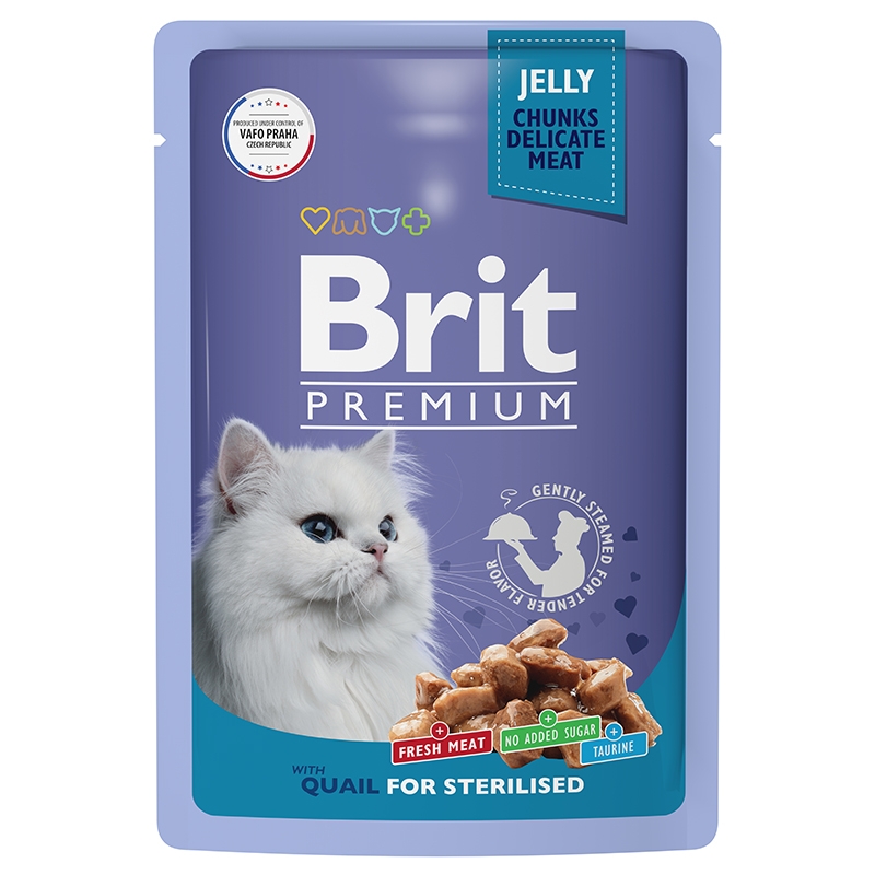 Brit Premium Пауч для взрослых стерилизованных кошек перепелка в желе 85 гр