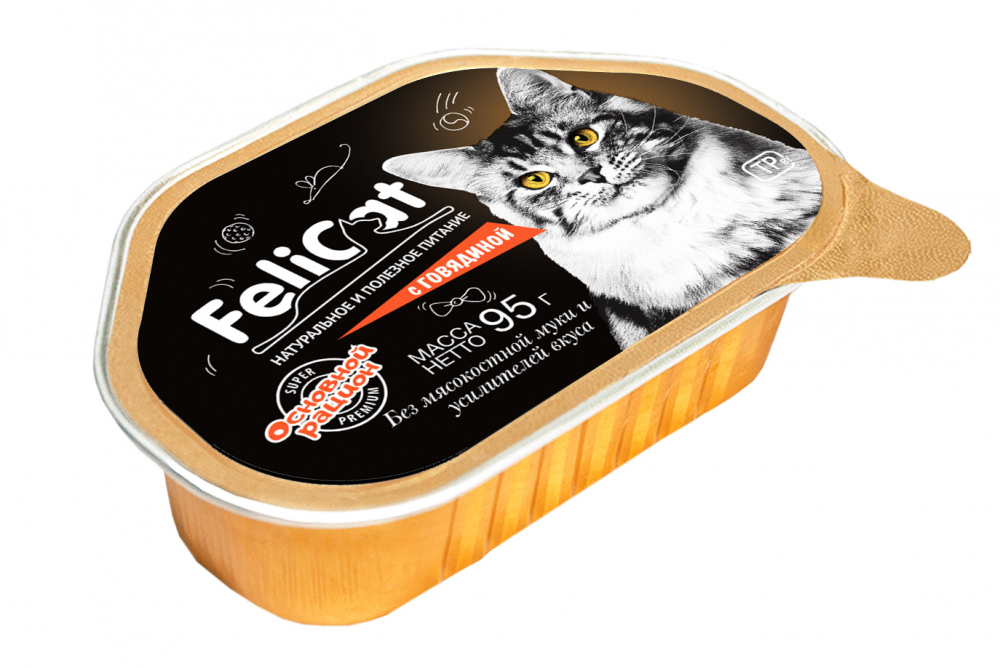 Felicat корм консервированный мясосодержащий для кошек с говядиной 95 гр