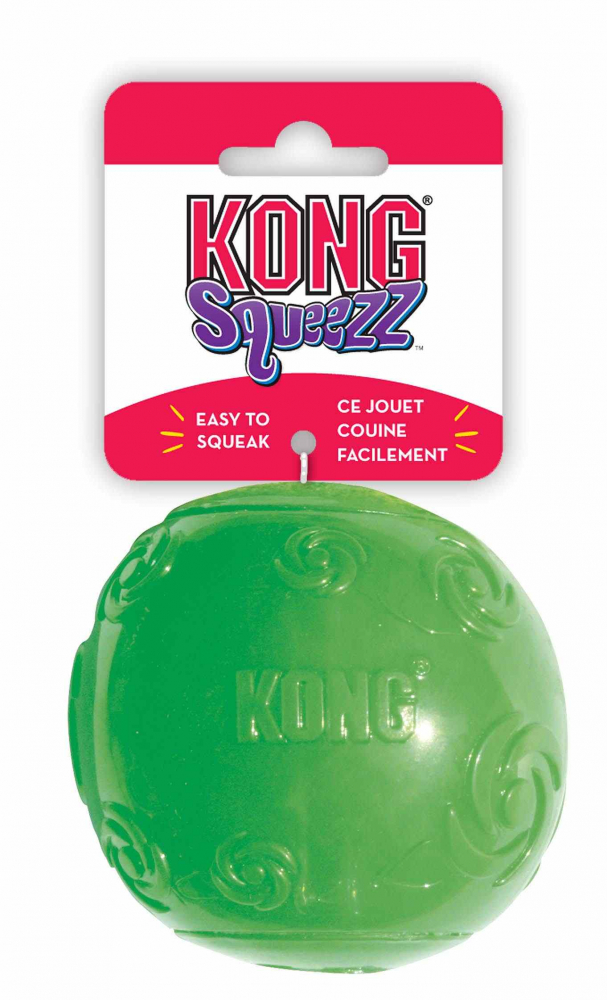 KONG игрушка для собак Сквиз Мячик очень большой резиновый с пищалкой 9 см