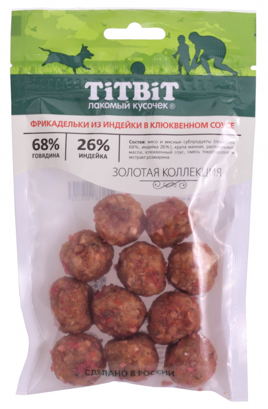 TitBit Фрикадельки из индейки в клюквенном соусе для собак Золотая коллекция 70 гр