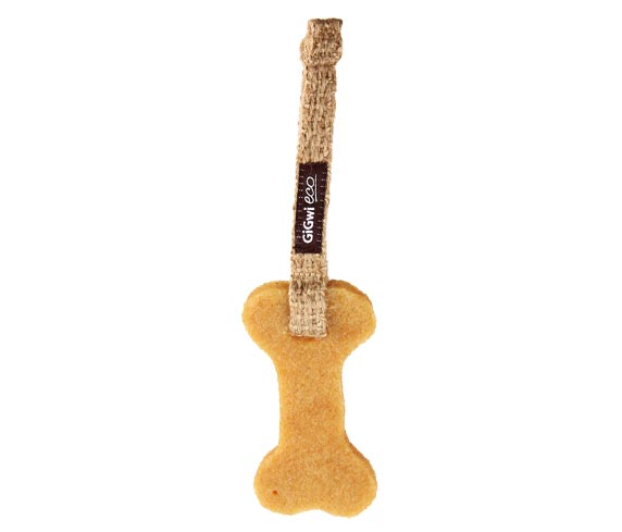 Gigwi игрушка для маленьких собак из эко-резины и натуральных материалов кость 11 см