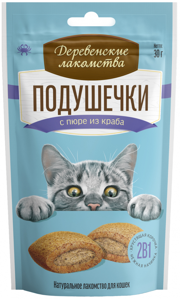 Деревенские лакомства Подушечки с пюре из краба, 30 гр