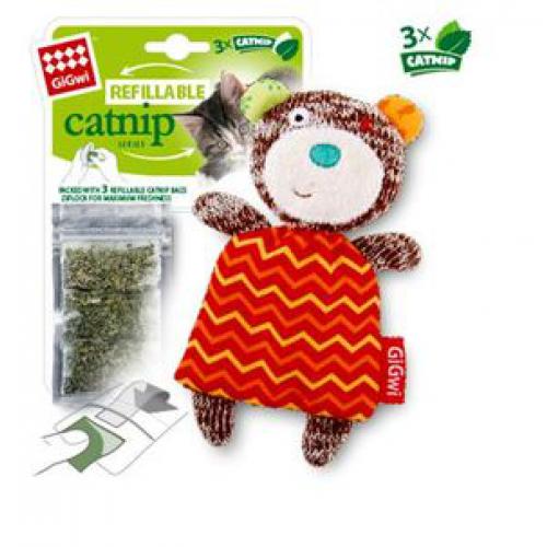 Gigwi игрушка для кошек мишка с кошачей мятой 12 см