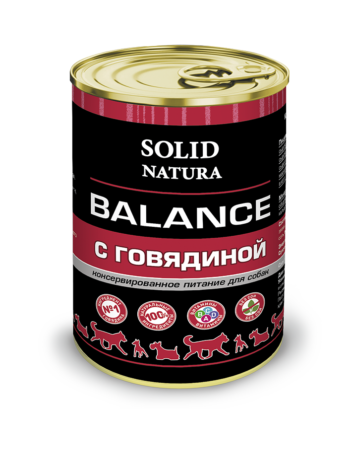 Solid Natura Balance Говядина влажный корм для собак жестяная банка 340 гр