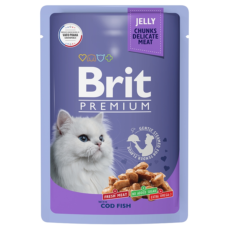 Brit Premium Пауч для взрослых кошек треска в желе 85 гр