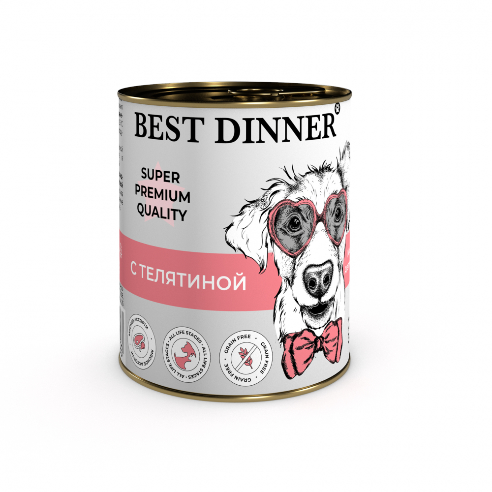 Best Dinner Super Premium консервы для собак с телятиной 340