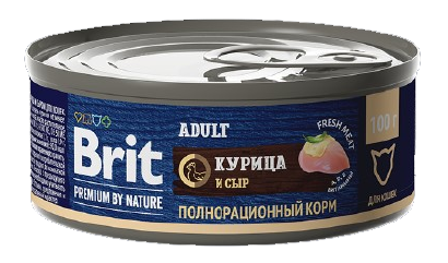 Brit Premium by Nature консервы курица и сыр для кошек 100 гр
