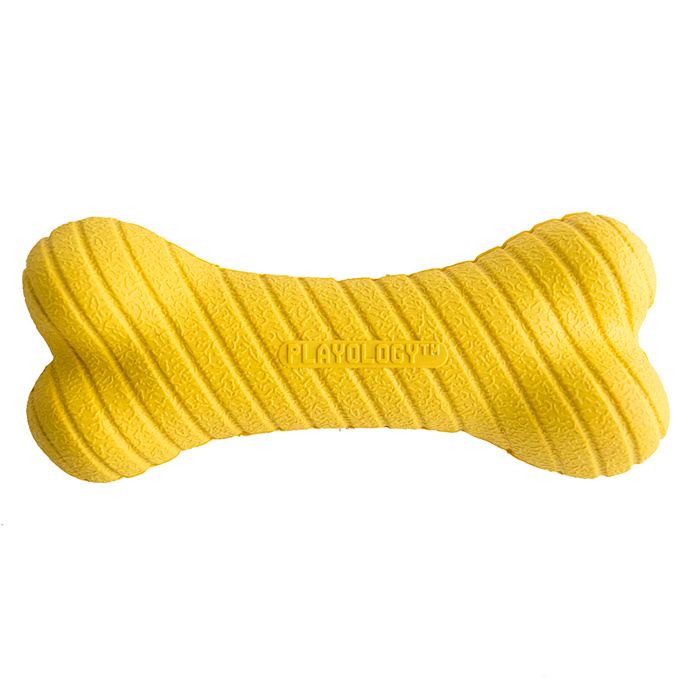Playology двухслойная жевательная косточка DUAL LAYER BONE для собак мелких пород с ароматом курицы, маленькая, цвет желтый