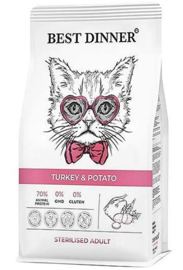 Best Dinner Cat Sterilised Turkey & Potato для стерилизованных кошек с индейкой и картофелем