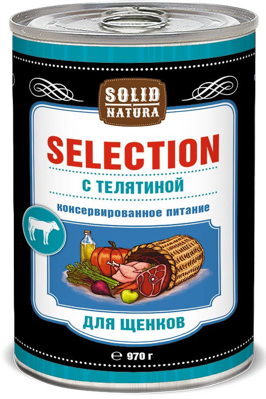 Solid Natura Selection Телятина влажный корм для щенков жестяная банка 970 гр