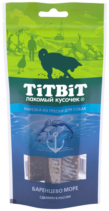 TitBit Нарезка из трески для собак 75 гр