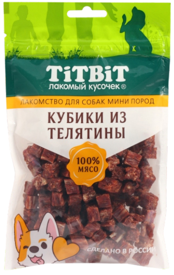 TitBit Кубики из телятины для собак мини пород 100 гр