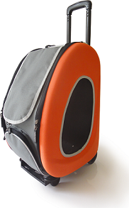 Ibiyaya складная сумка-тележка 3 в 1 для собак до 8 кг (сумка, рюкзак, тележка) оранжевая