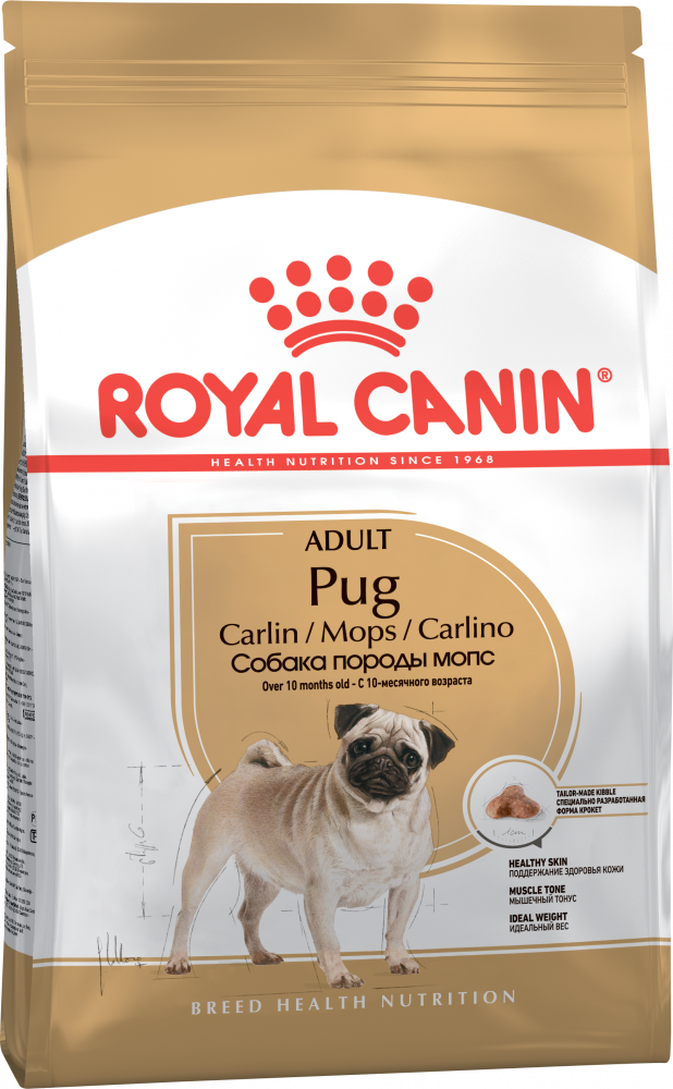 Royal Canin Pug Adult корм для взрослых собак породы мопс от 10 месяцев и старше