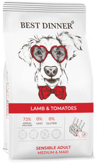 Best Dinner Adult Sensible Medium & Maxi Lamb & Tomatoes для собак средних и крупных пород с чувствительным пищеварением