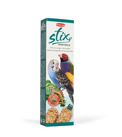 Padovan Stix Vegetable Cocorite Ed Esotici дополнительный корм (лакомства) для взрослых волнистых попугаев и маленьких экзотических птиц 80 гр