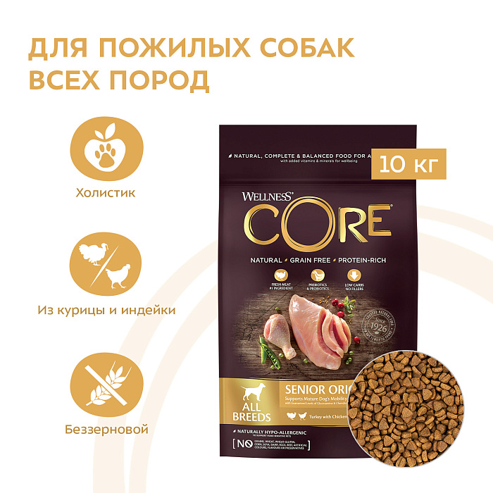 Core корм из индейки с курицей для пожилых собак всех пород